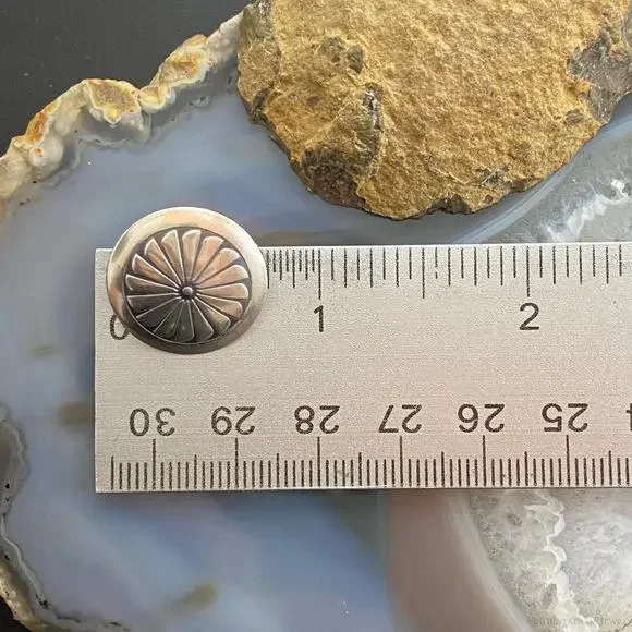 Native American Sterling Silver Round Stamped Concho Stud Earrings For Women #2 - Picture 10 of 10